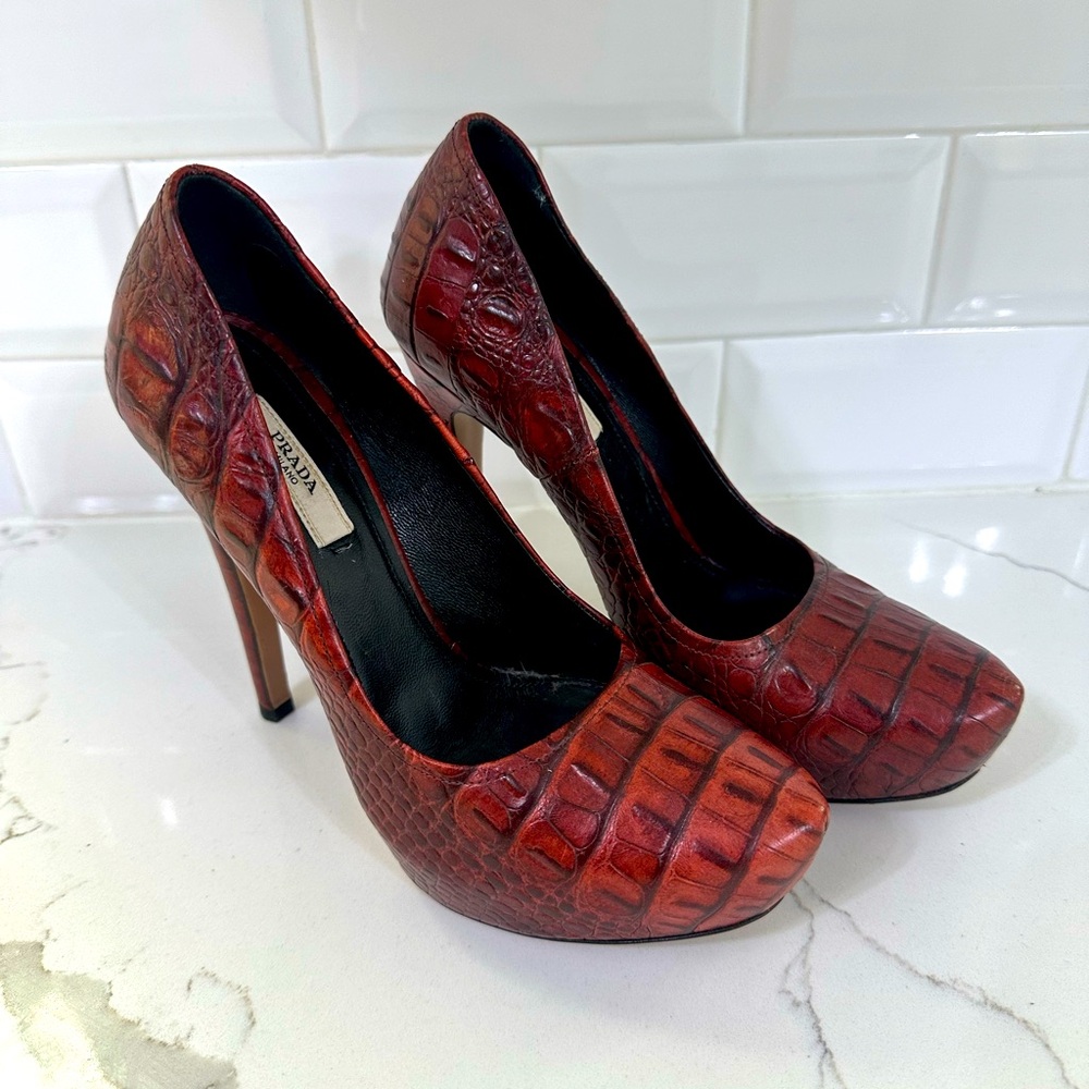 Prada Red Snake Skin Heel